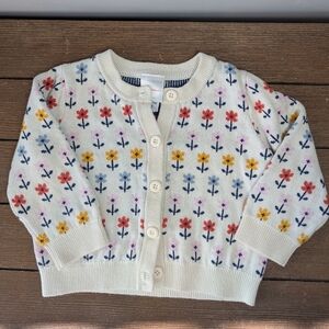 Hanna Andersson Baby Size 18-24 Month White Bitty Blooms Floral Cardigan Sweater